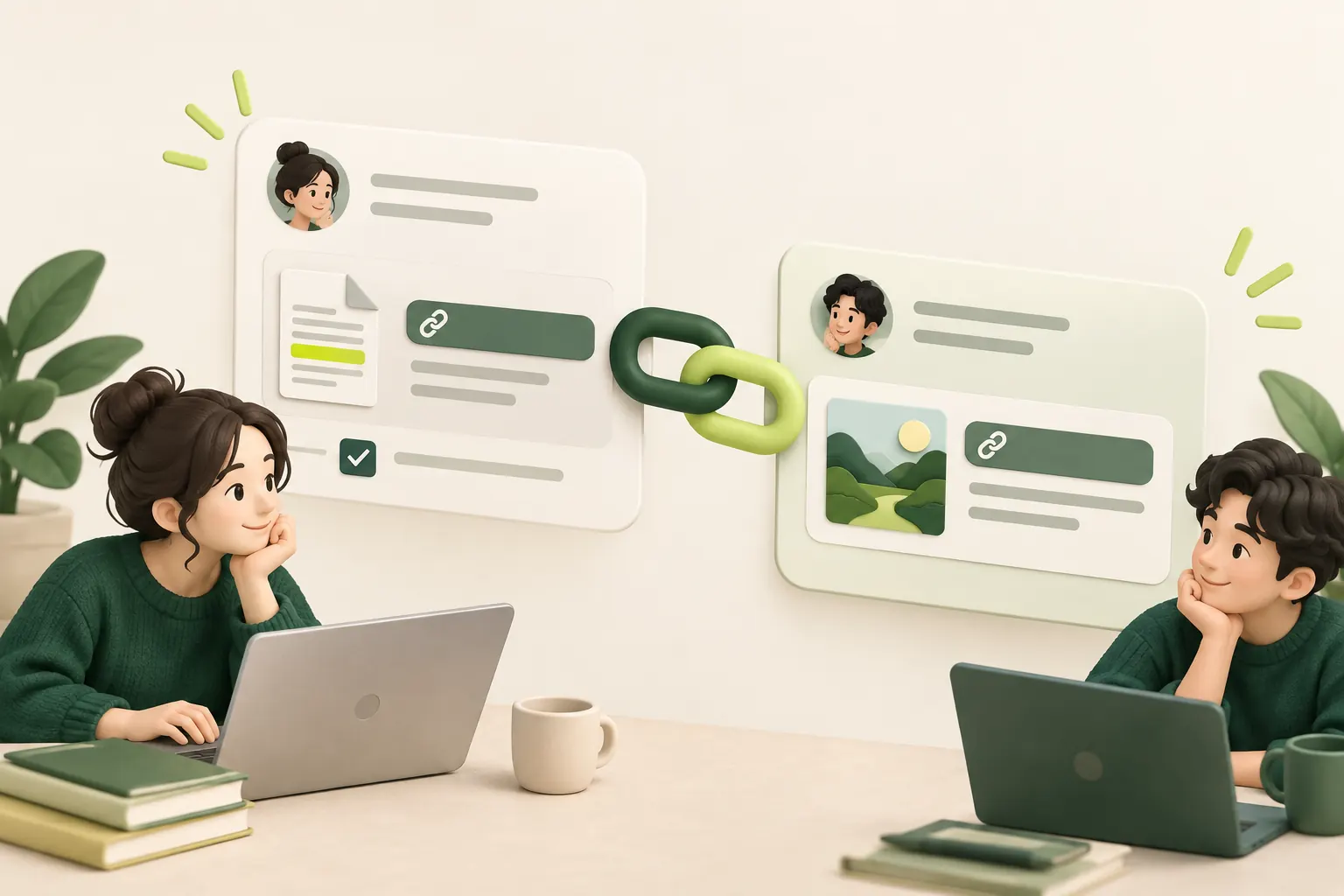 연결 고리에 목적을 적을 메모가 붙어 있는 모습